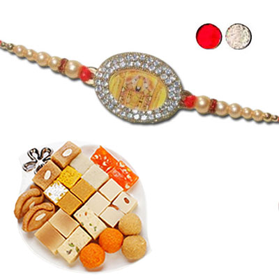 "Rakhi - FR- 8550 A (Single Rakhi), 500gms of Assorted Sweets - Click here to View more details about this Product